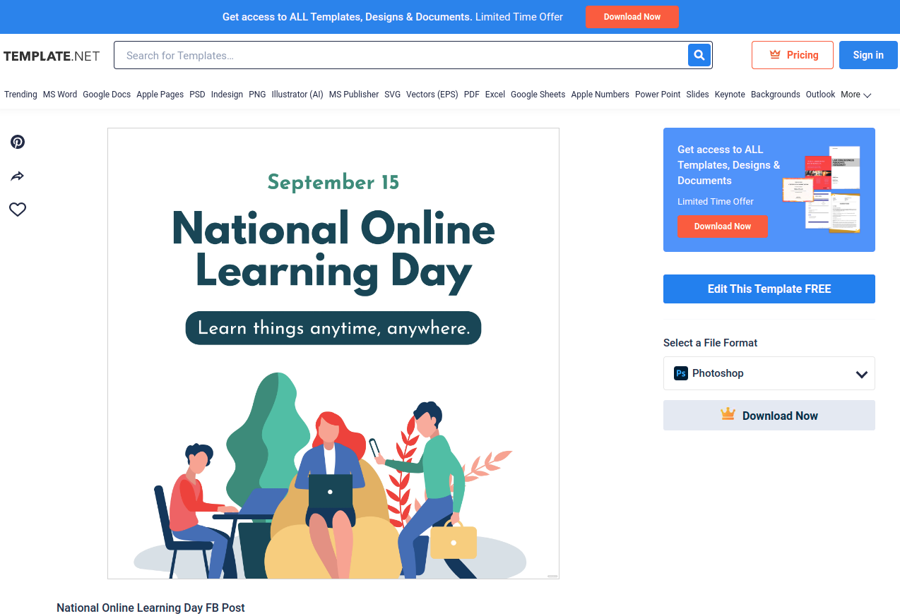 national online learning day fb post eps illustrator jpg psd png svg