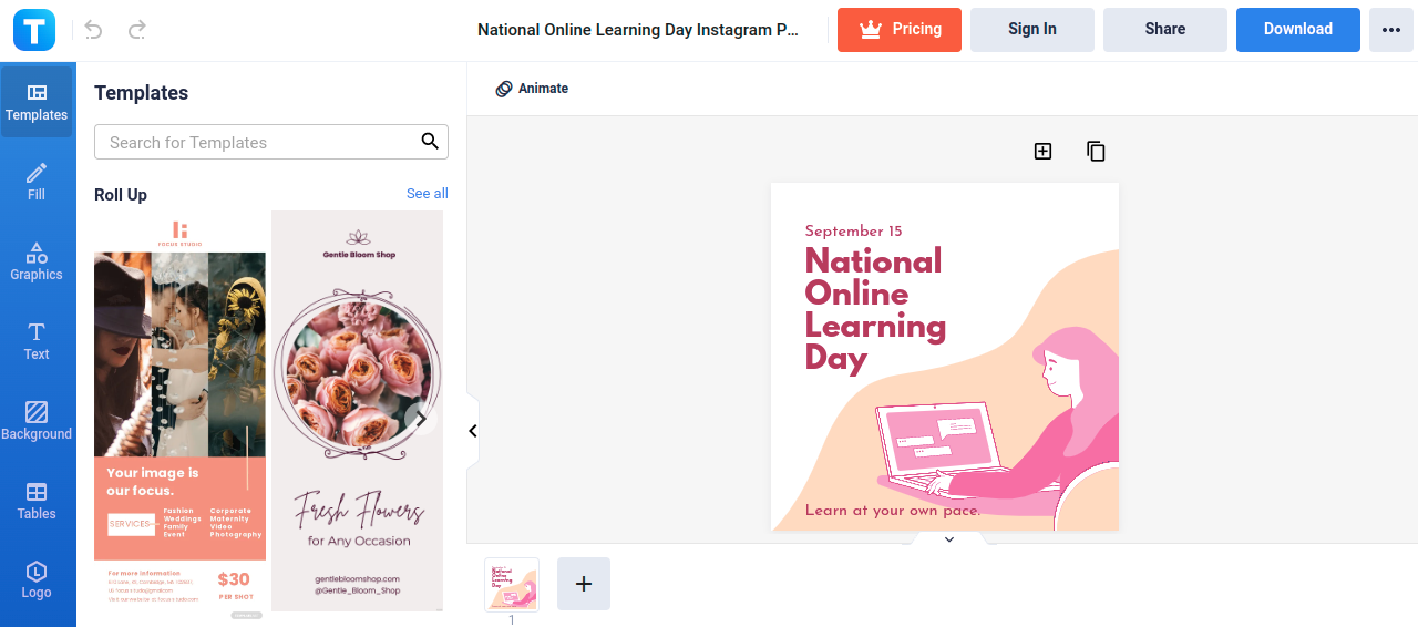 national online learning day instagram post