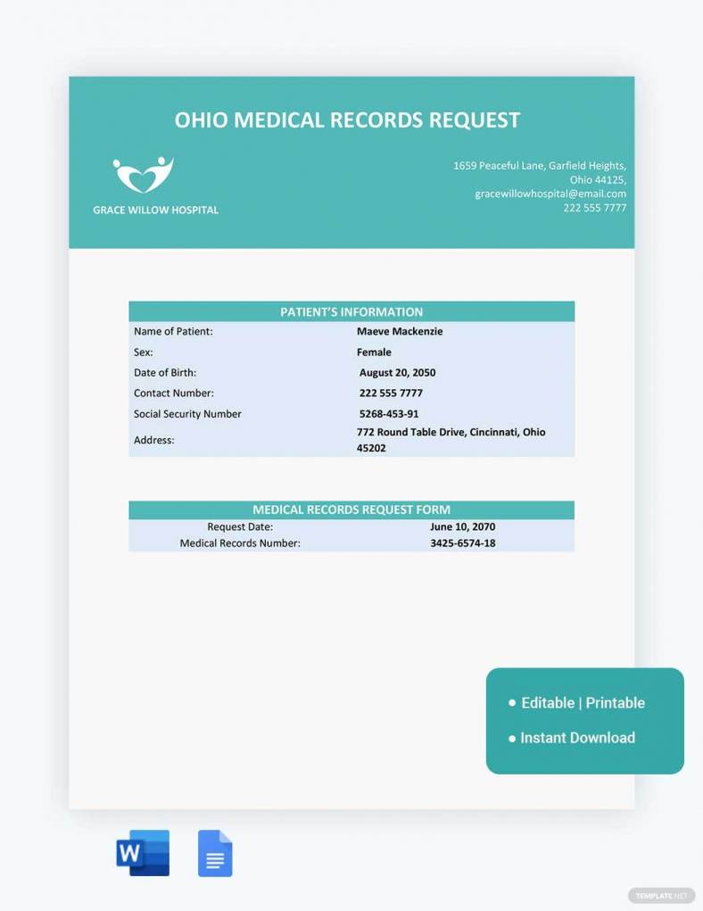 ohio medical records request ideas and examples 788x10