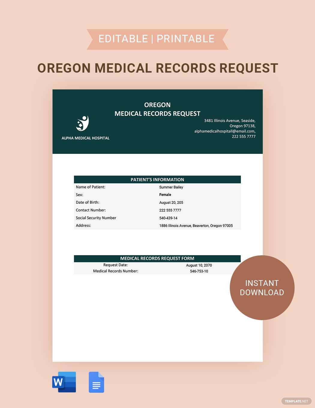oregon medical records request ideas and examples