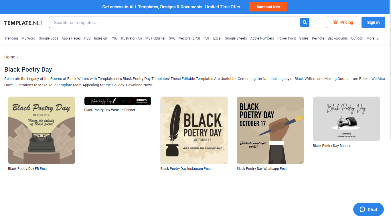 pick a black poetry day facebook post template to customize