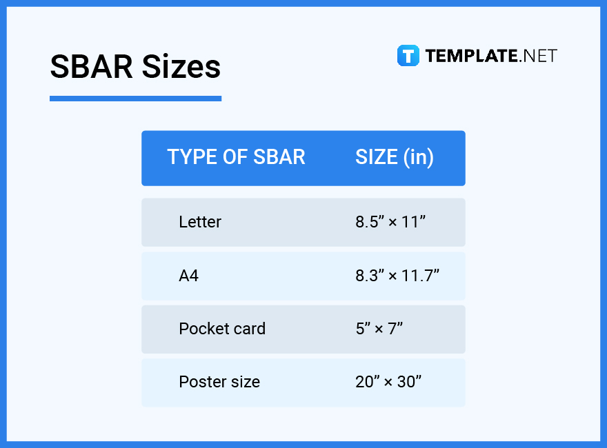 sbar sizes