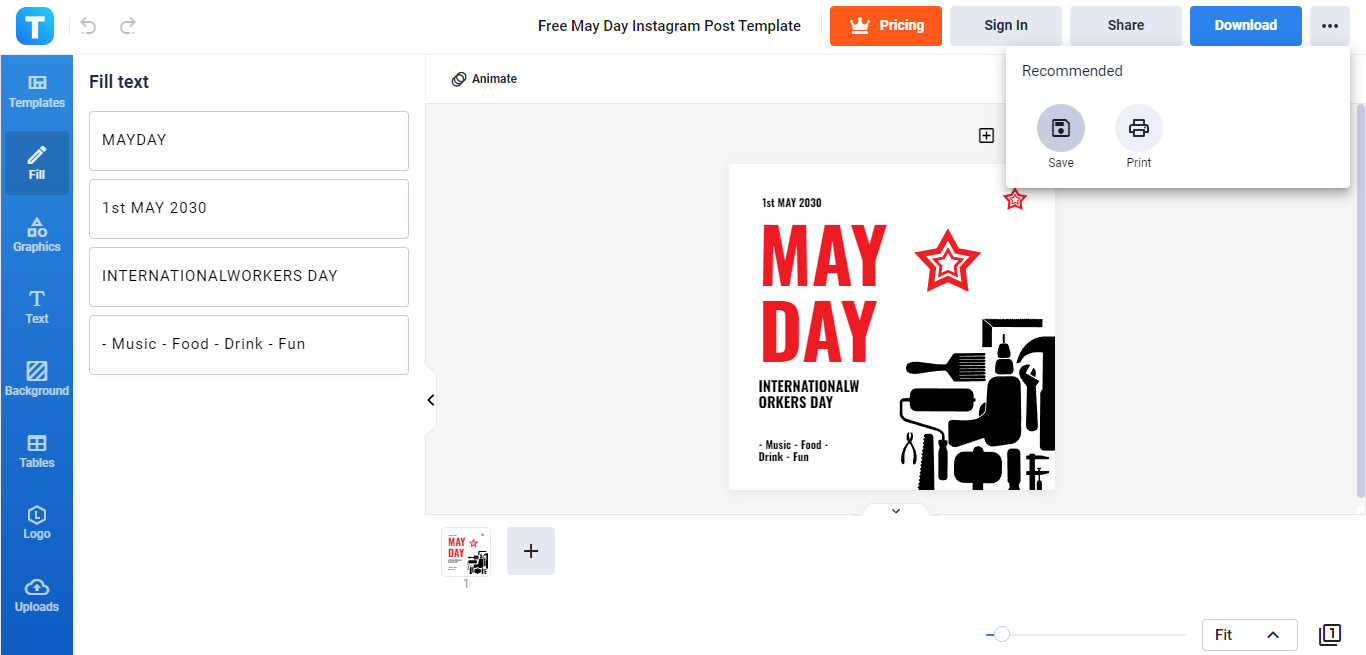 save your may day instagram post draft