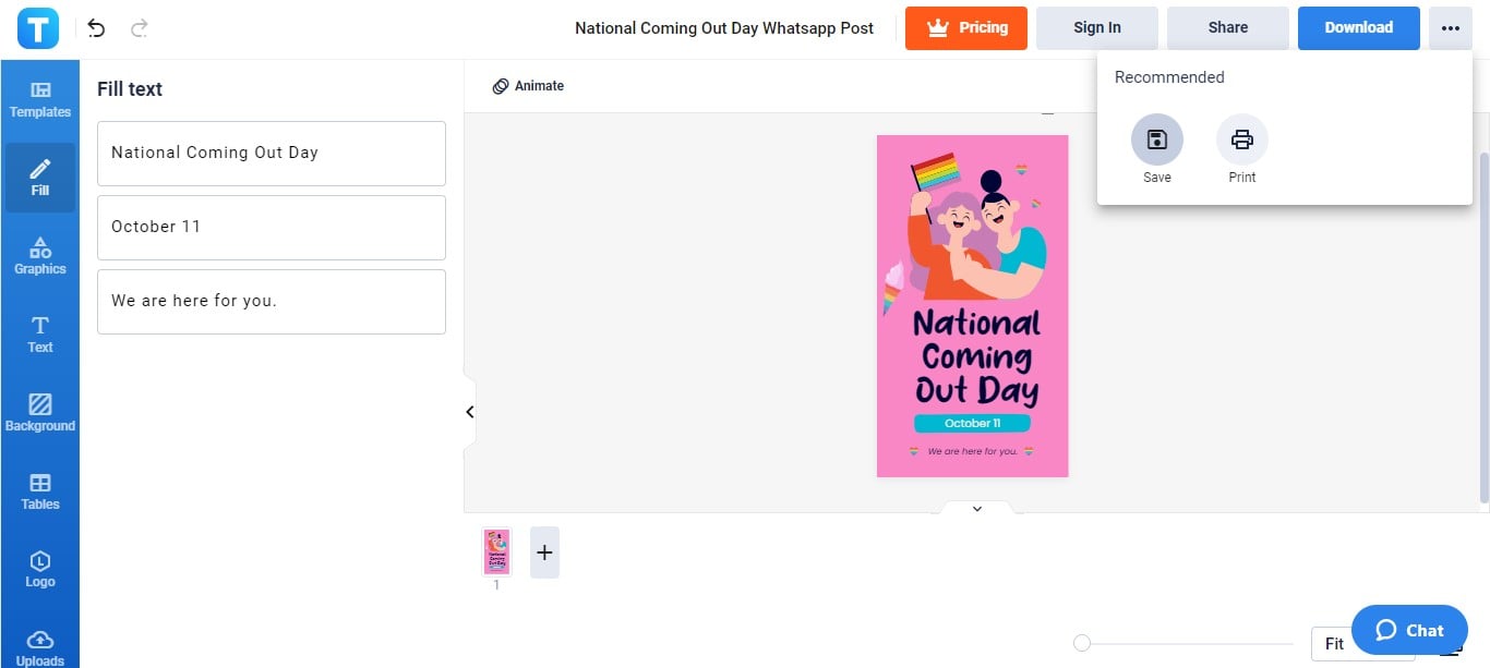 save your national coming out day whatsapp post draft
