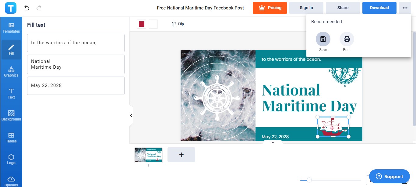 save your national maritime day facebook post draft