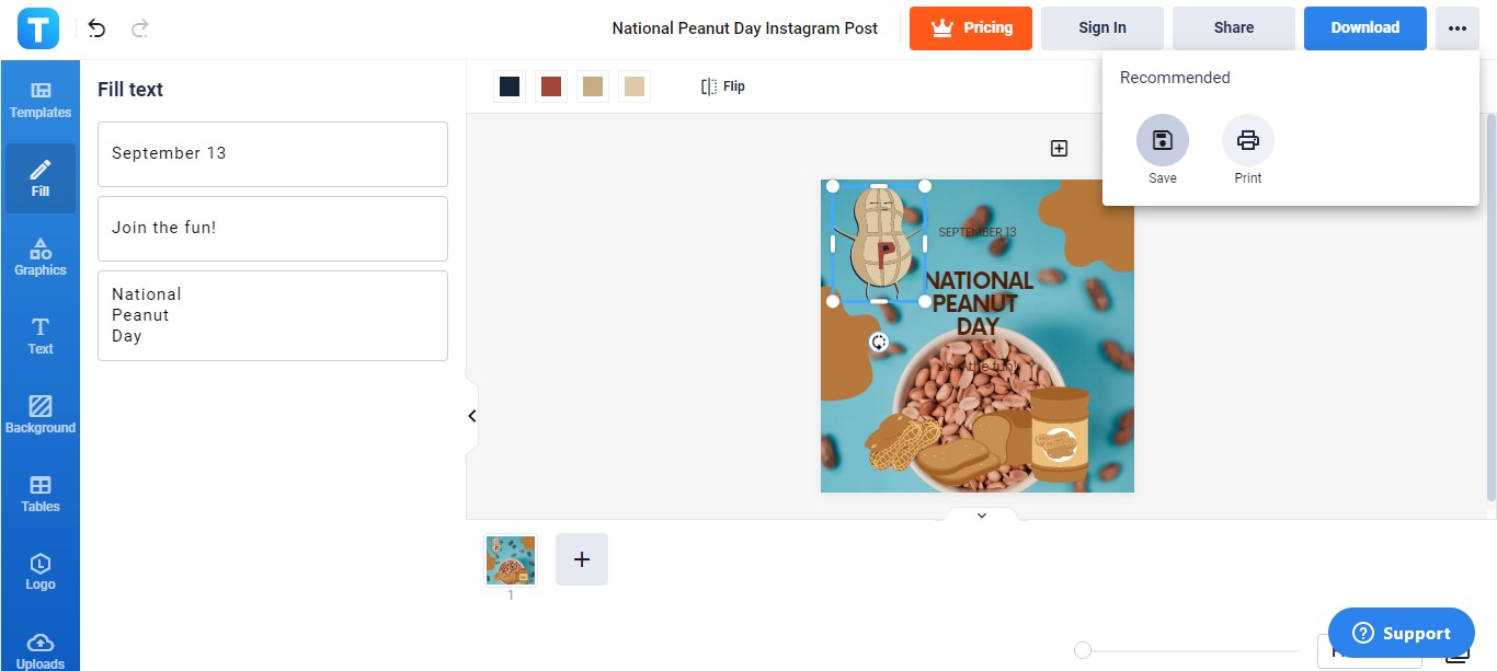 save your national peanut day instagram post draft
