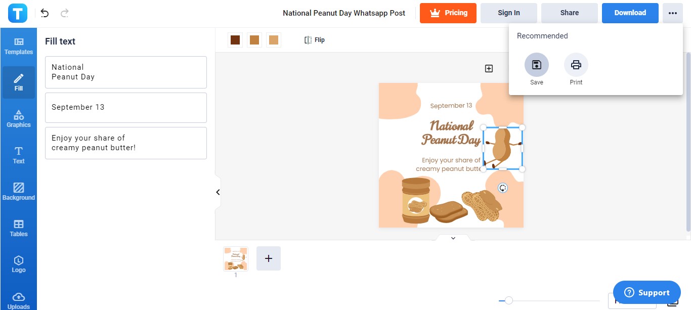 save your national peanut day whatsapp post draft