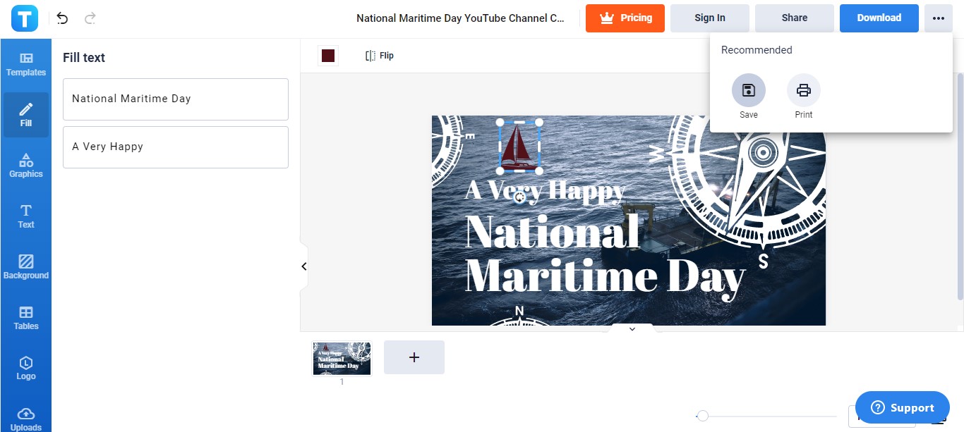 save your finished national maritime day youtube channel cover