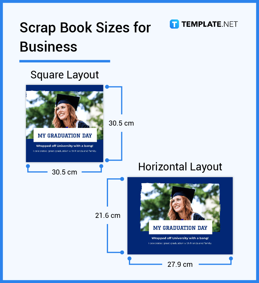 scrap book sizes for business