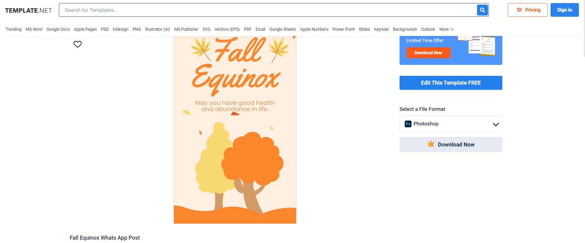 select a fall equinox whatsapp post template
