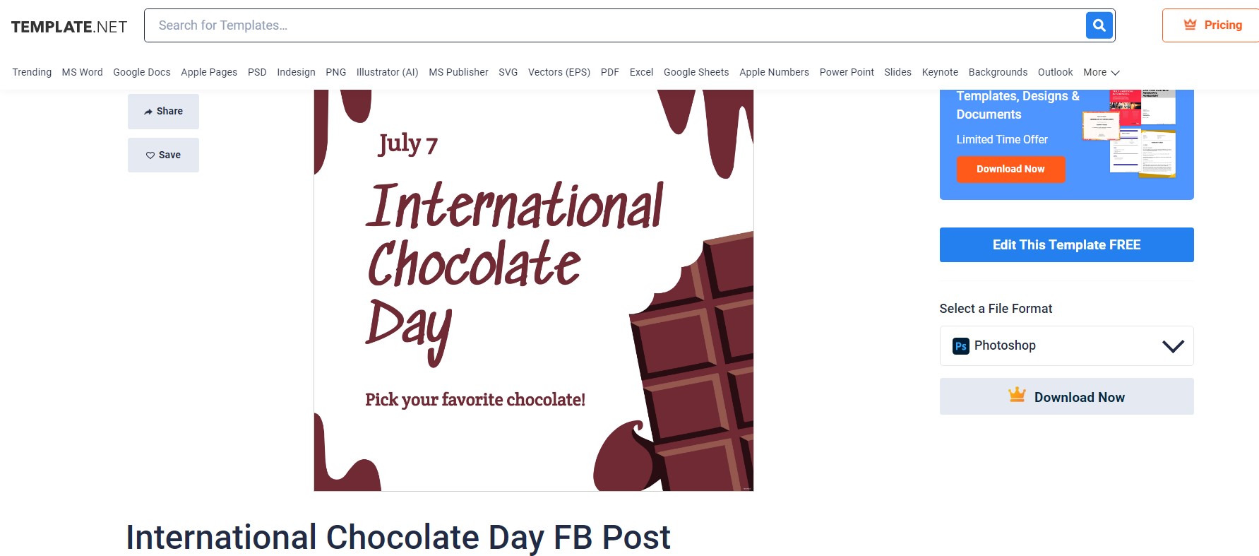 select an international chocolate day fb template