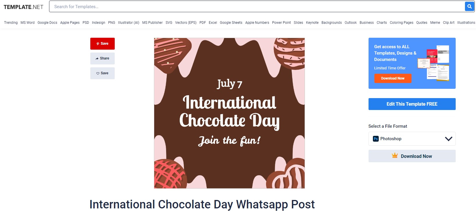 select an international chocolate day whatsapp post template