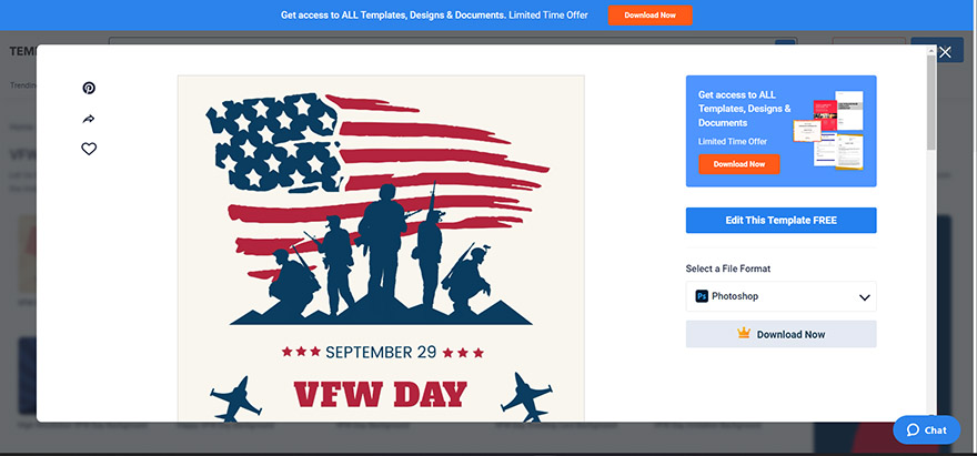 select the vfw day fb post template