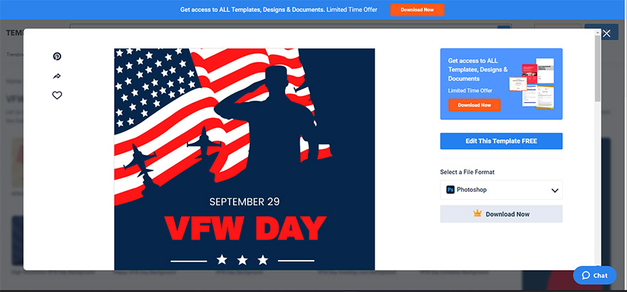 select the vfw day instagram post template