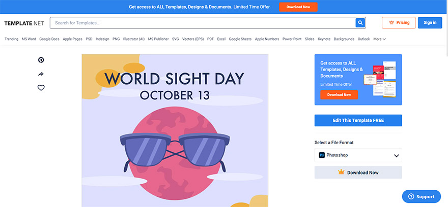 select the world sight day fb post template