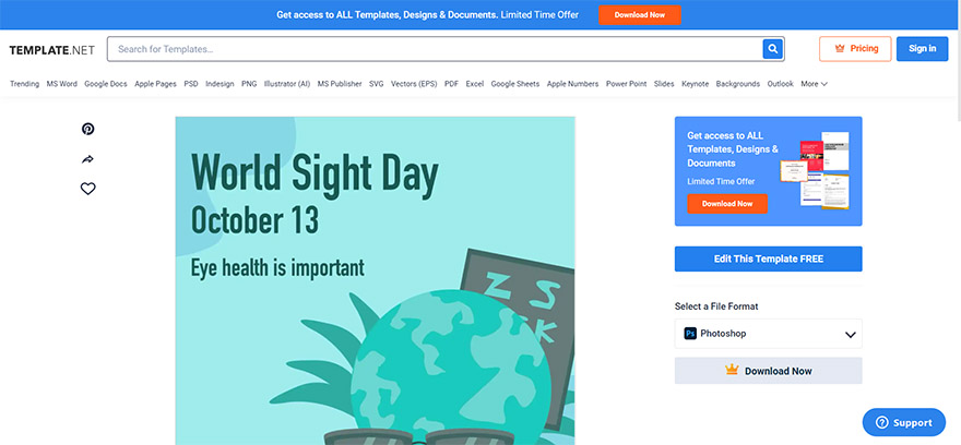 select the world sight day whatsapp post template