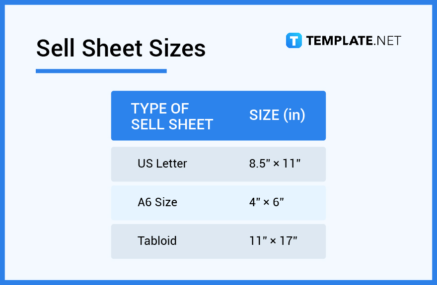 sell sheet sizes