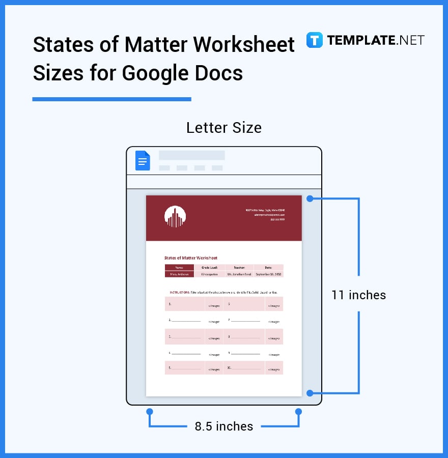 states of matter worksheet sizes for google docs