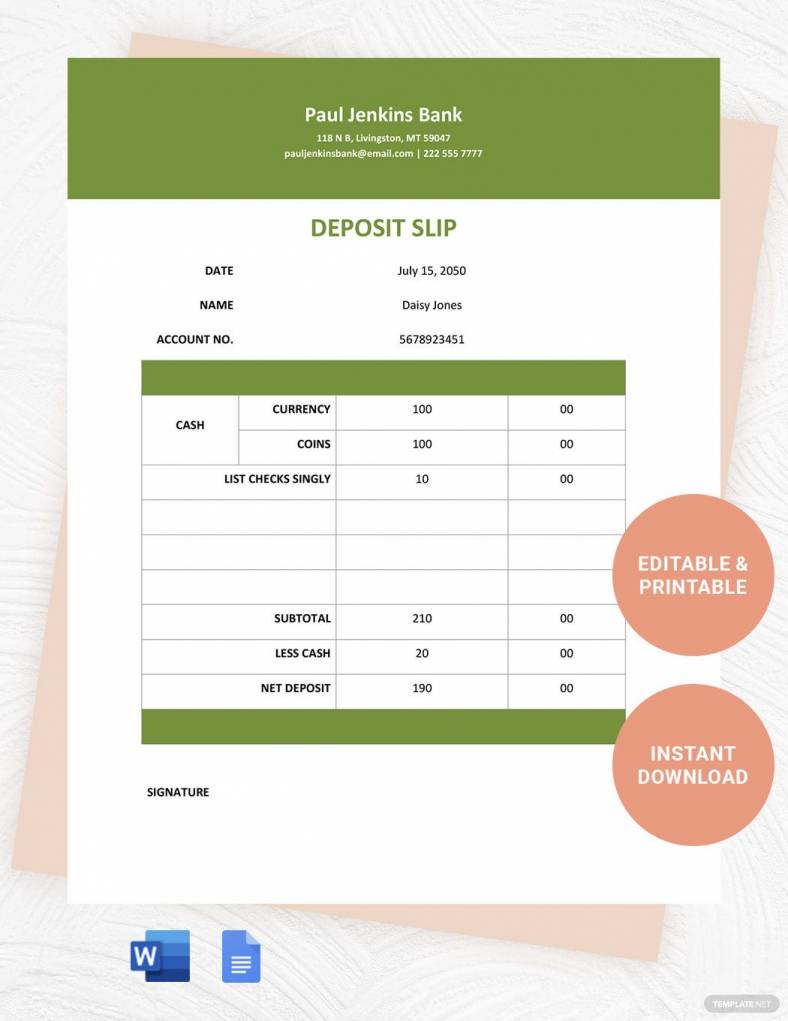 student deposit slip ideas and examples 788x10
