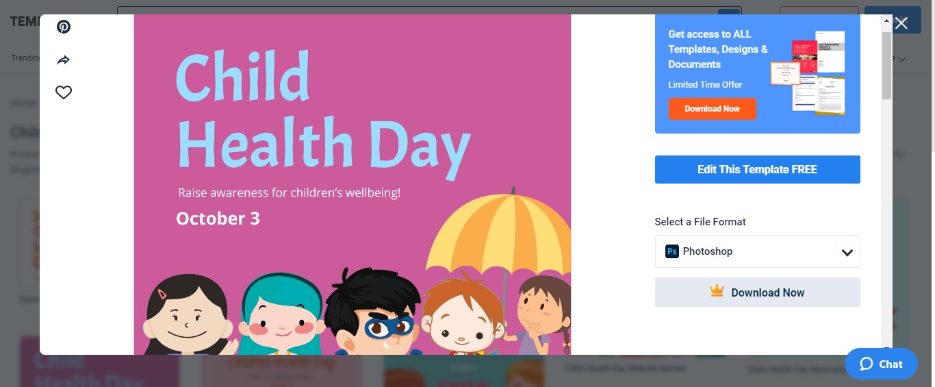 take advantage of the child health day whatsapp post template