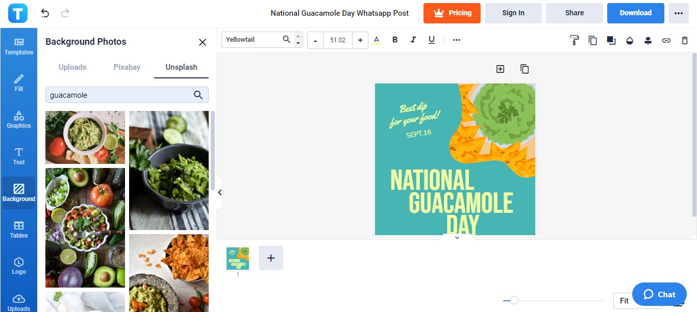 use a guacamole photo as a background