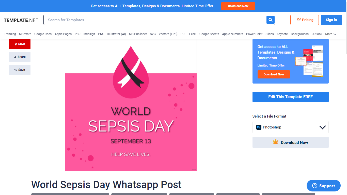 use a premade world sepsis day whatsapp post template