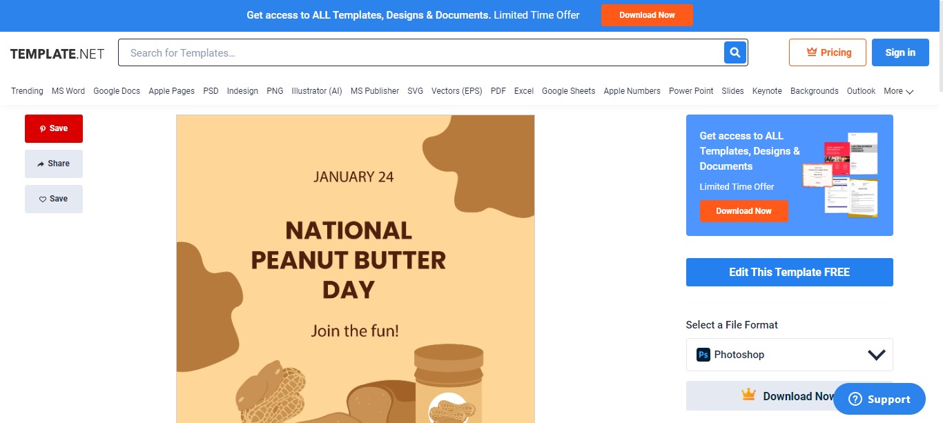 use our national peanut day instagram post template