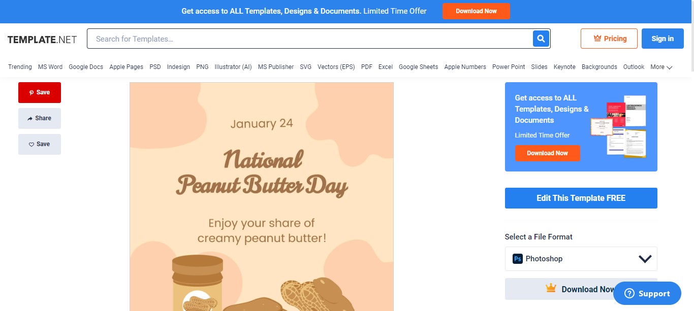use our national peanut day whatsapp post template