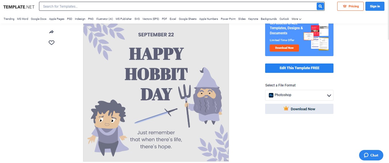 use the hobbit day fb post template