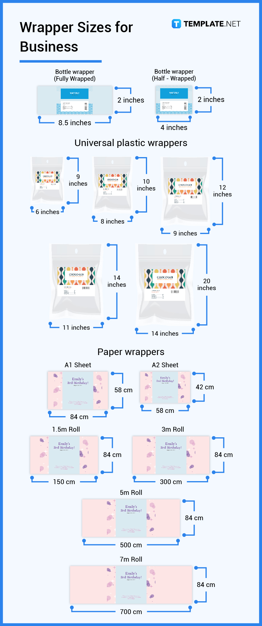 wrapper sizes for business