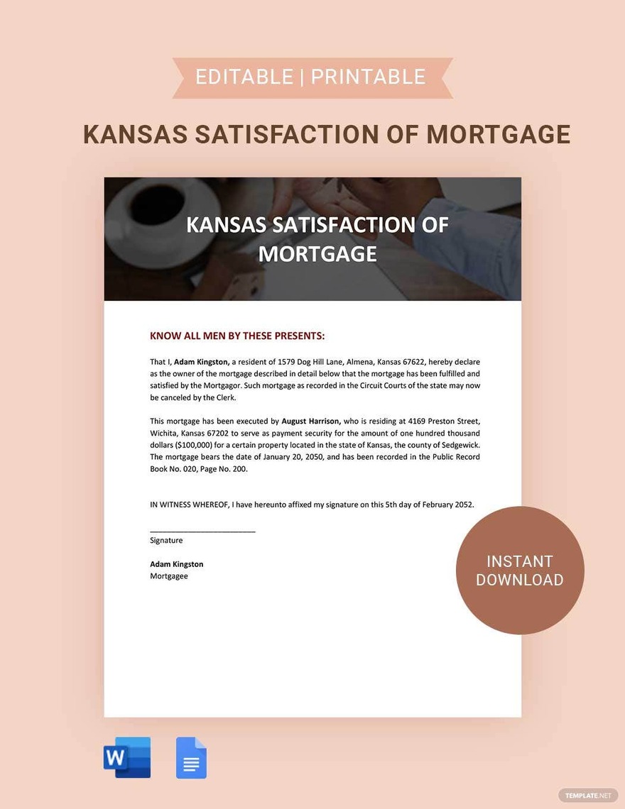 kansas satisfaction of mortgage