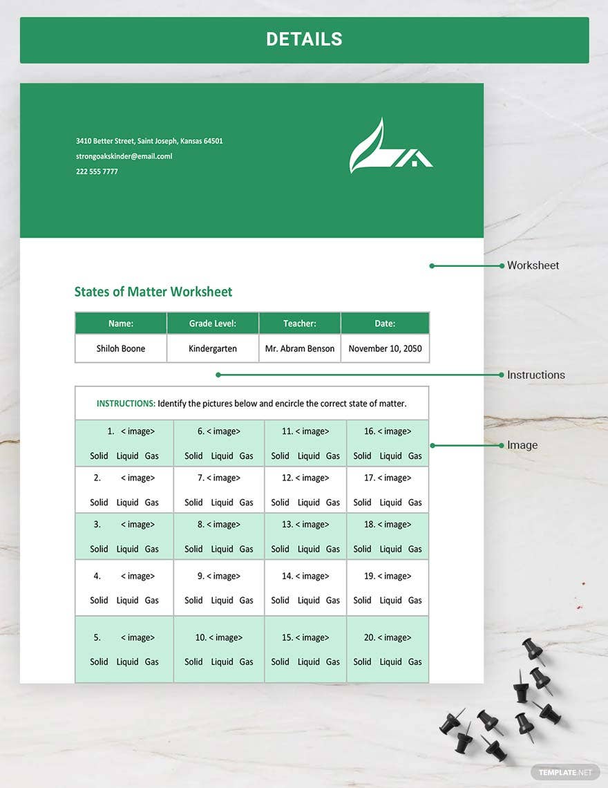 kindergarten states of matter worksheet