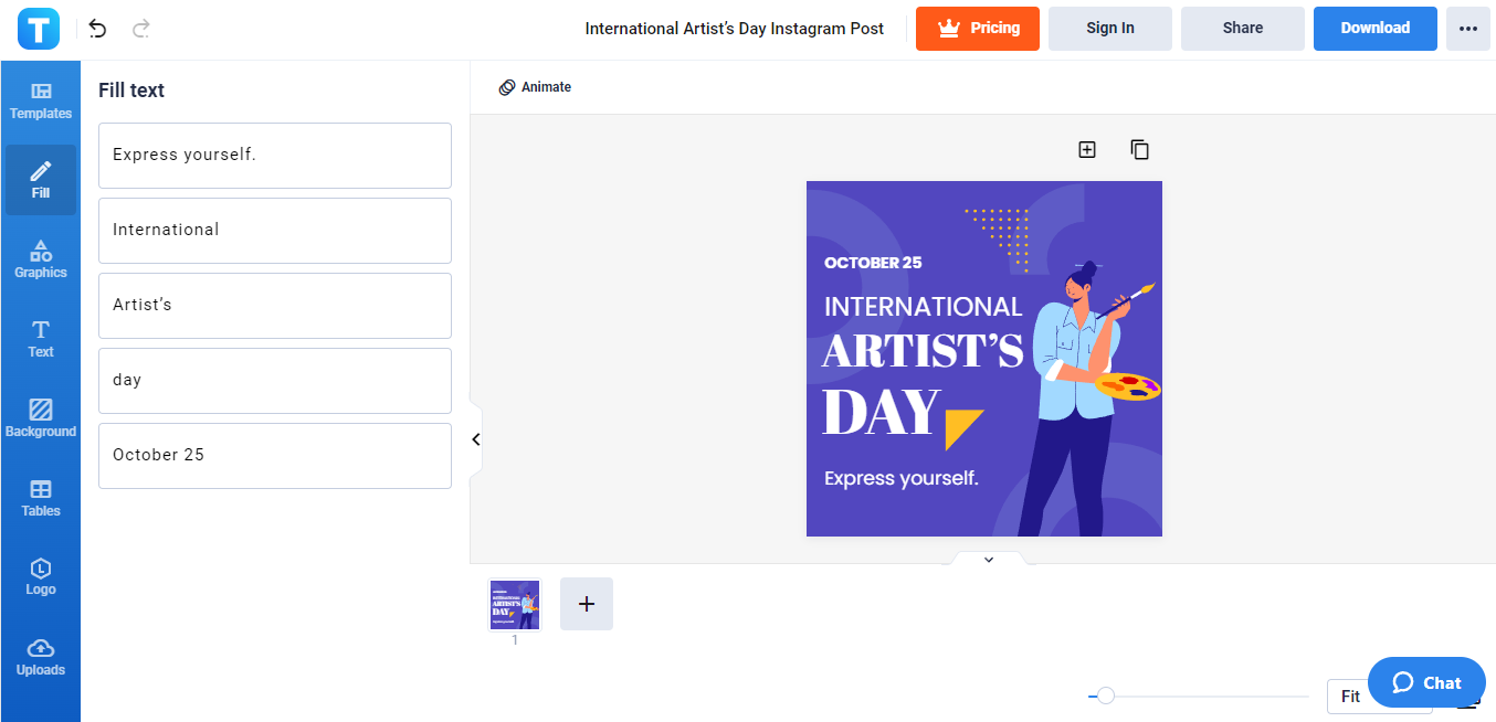 add an international artists day message