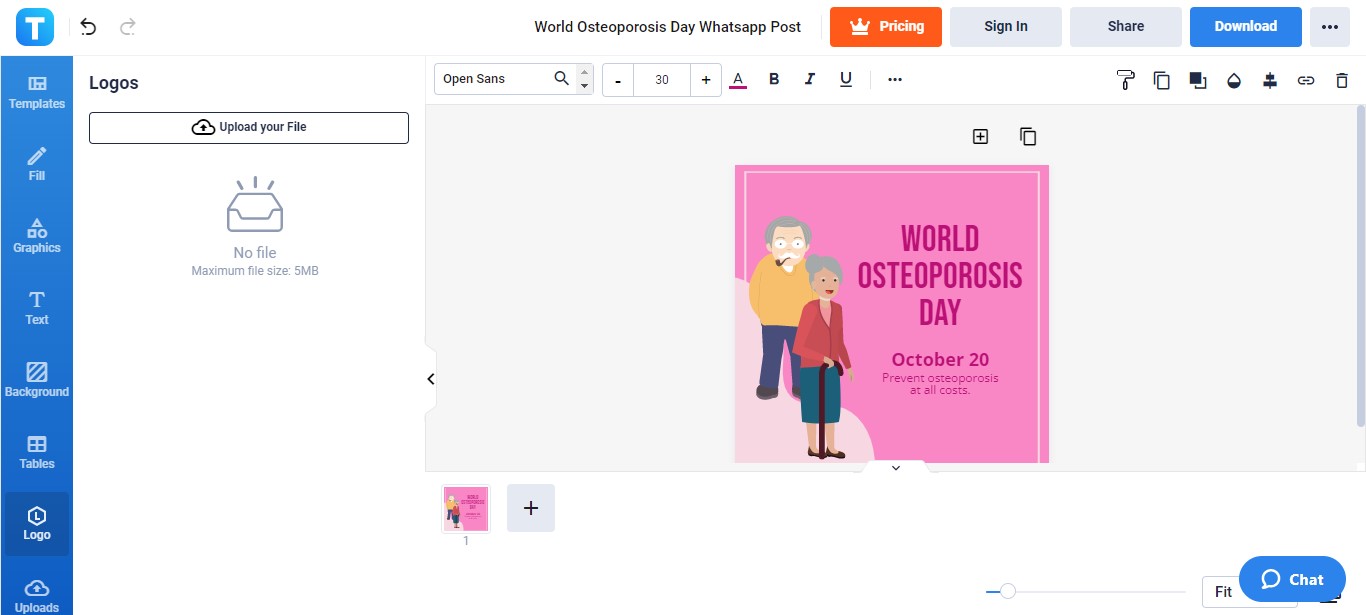 attach your logo to the osteoporosis day post