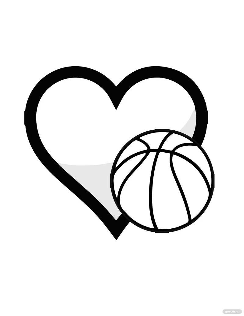 basketball heart coloring page ideas and examples