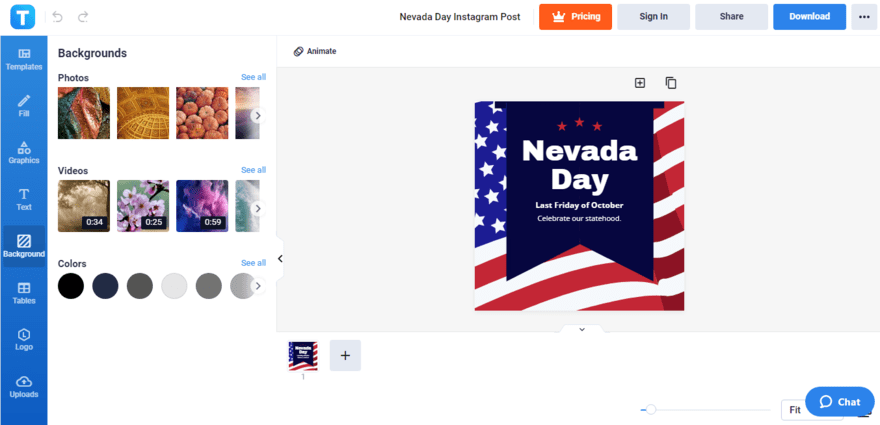 change the nevada day templates background