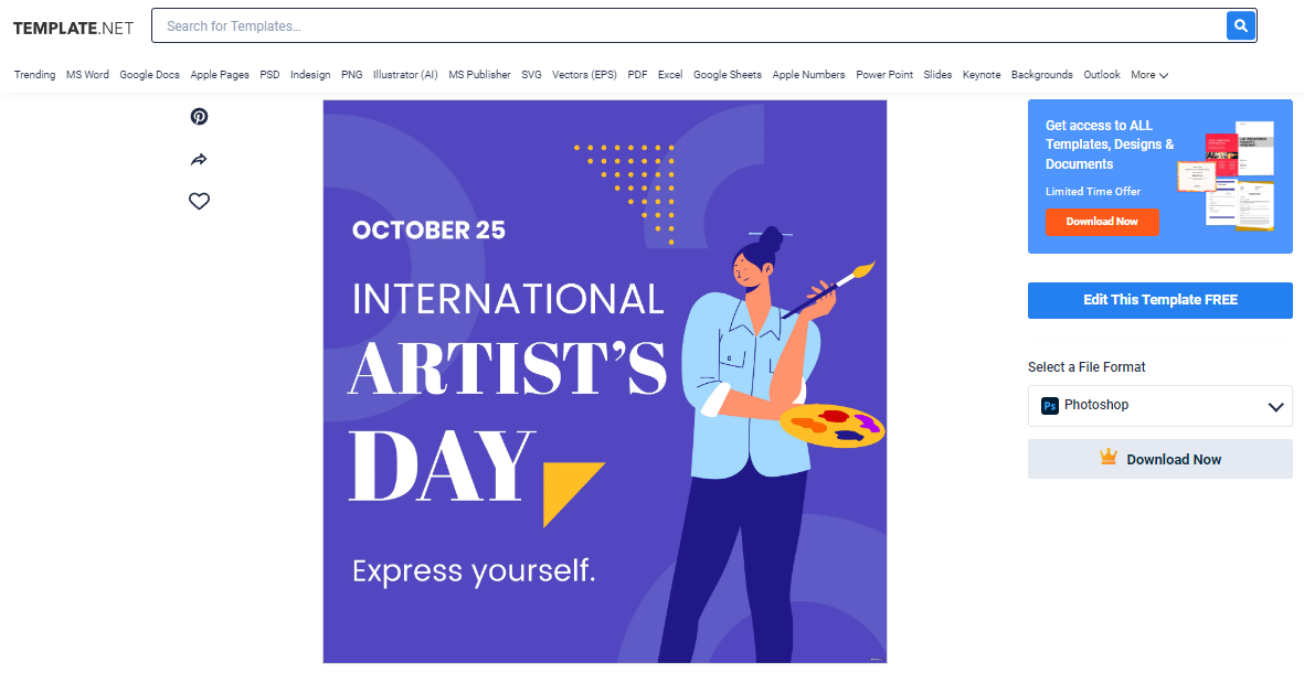 choose a good international artists day instagram post template