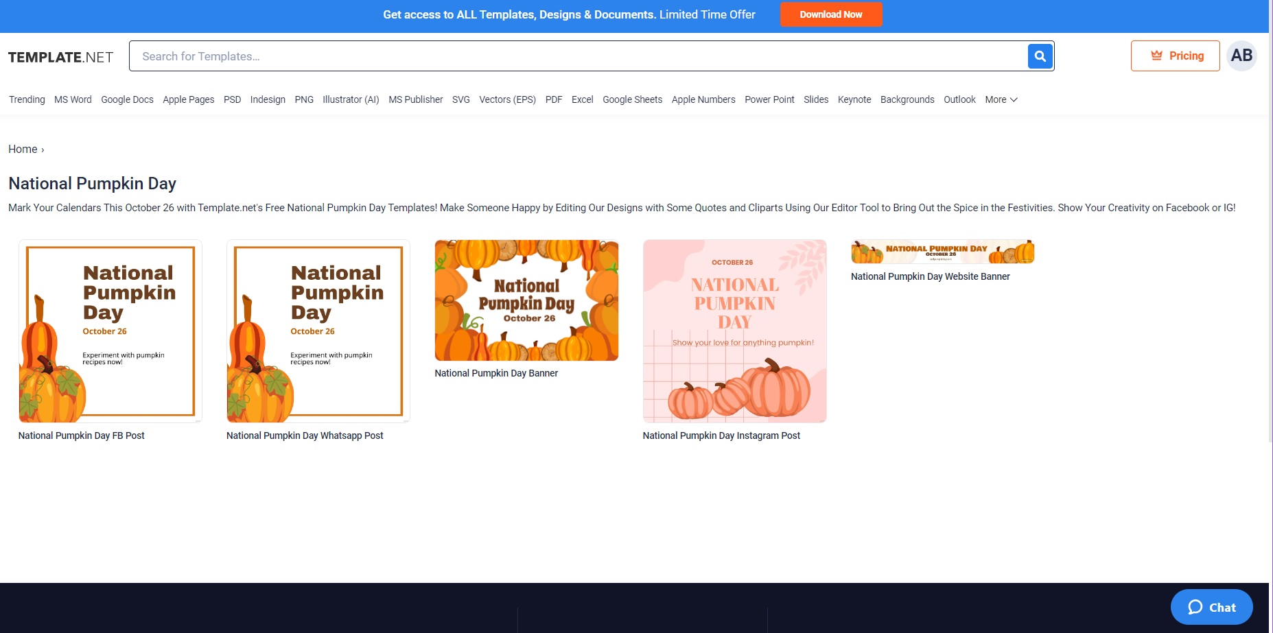 choose an editable national pumpkin day fb post template