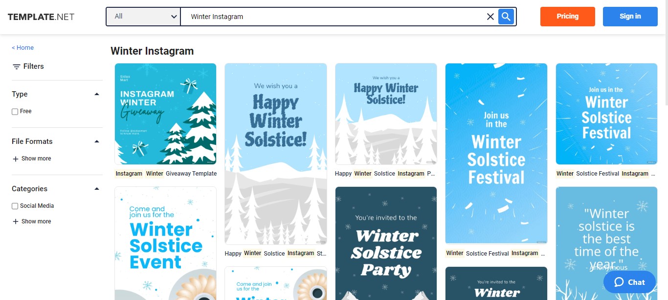 choose any of the available winter instagram templates