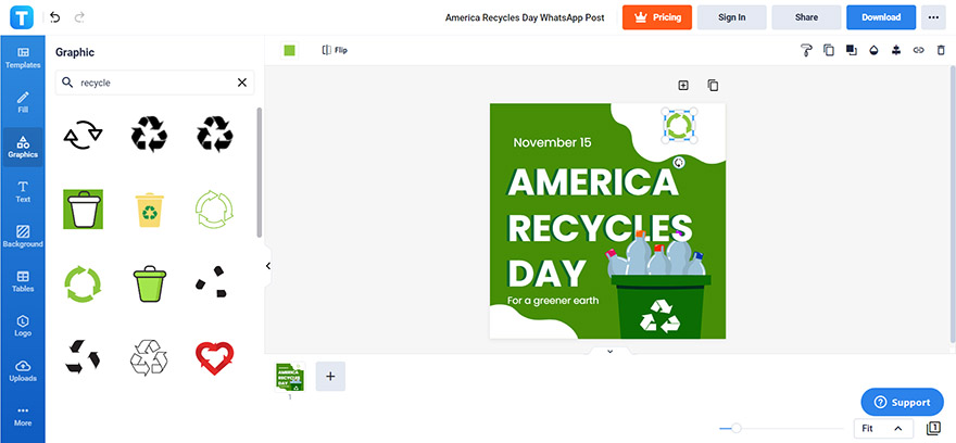 choose recycling elements and graphics