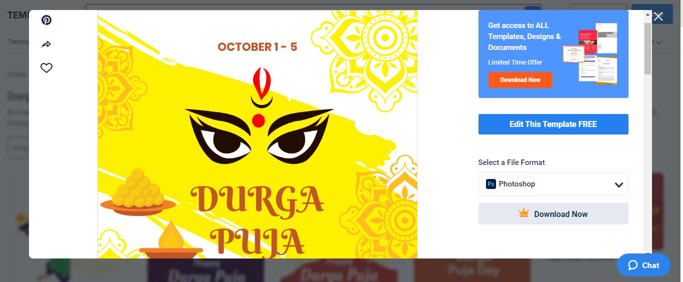 choose the durga puja fb post as your template