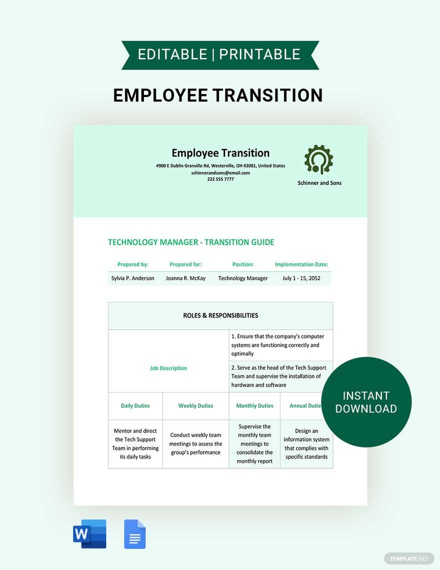 employee transition ideas and examples