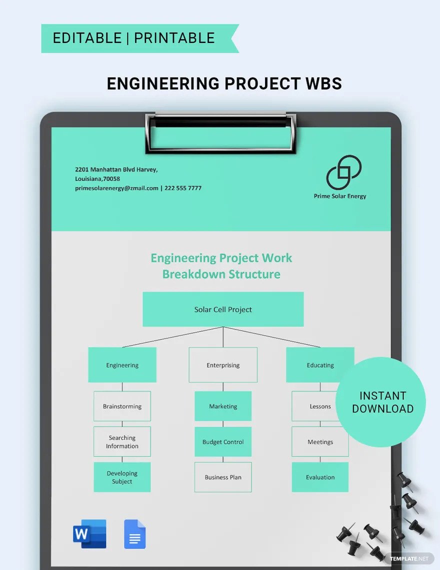 engineering project work breakdown structure