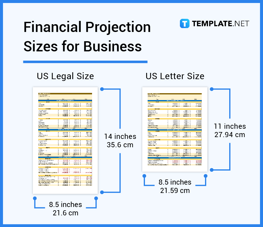 financial projection sizes for business