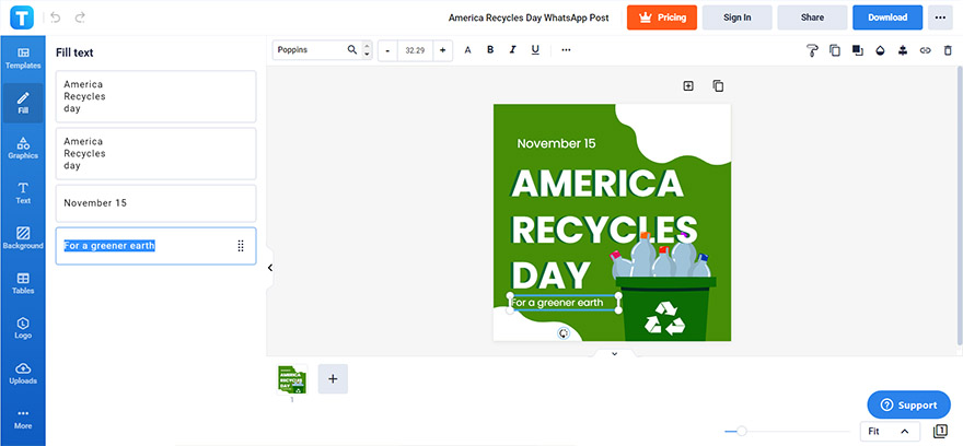 generate an america recycles day greeting