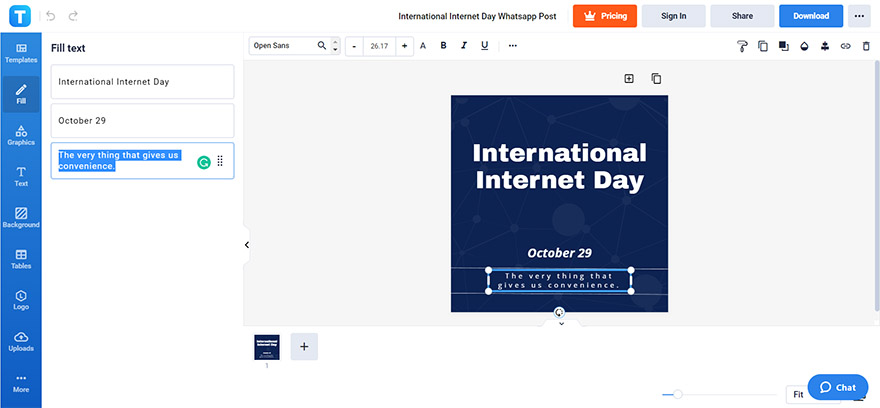generate an international internet day greeting