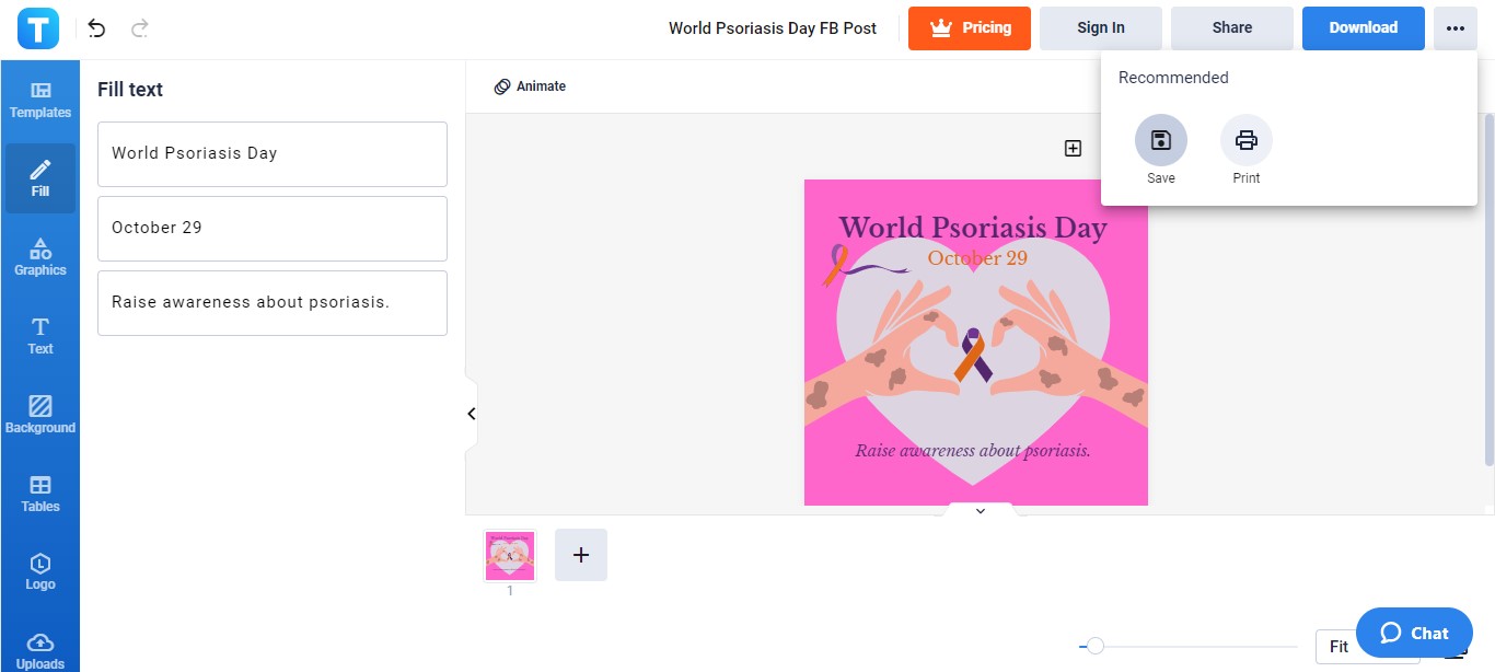 get a copy of the finished world psoriasis day fb post