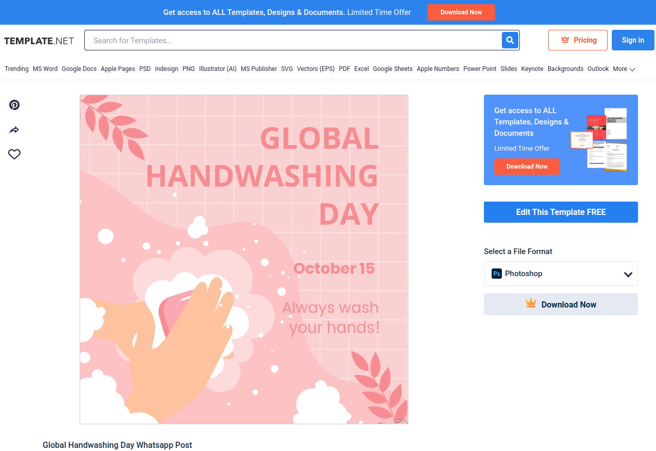 global handwashing day whatsapp post eps illustrator jpg psd png svg
