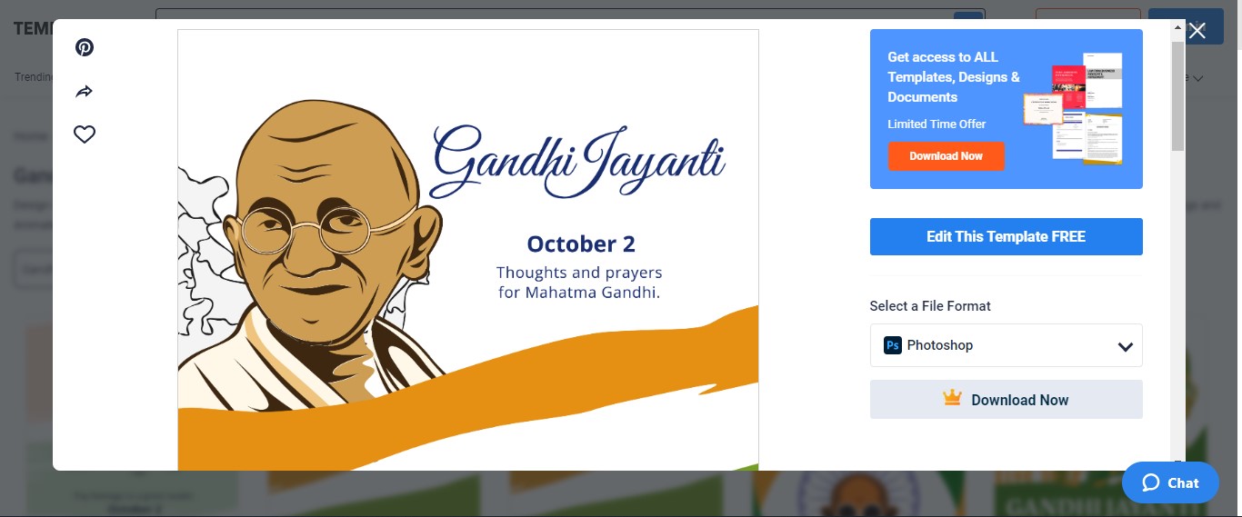 grab the gandhi jayanti instagram post template