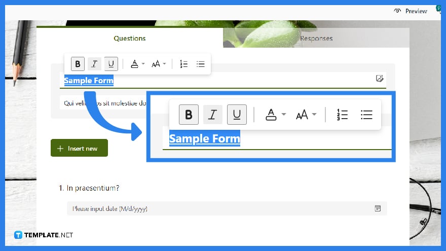 how to change font in microsoft forms step